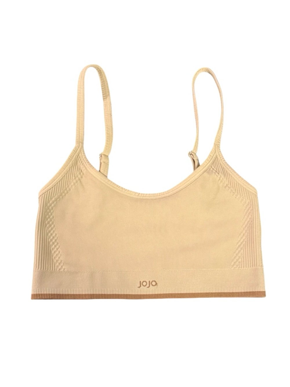 Joja Vanilla Ribbed Spaghetti Strap Athletic Crop Top Nylon Spandex NWOT
